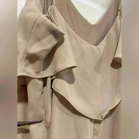 Pretty by Rory Mauve Flutter Top Spaghetti Strap Flowy Back Slit Dress Size S - Picture 7 of 9